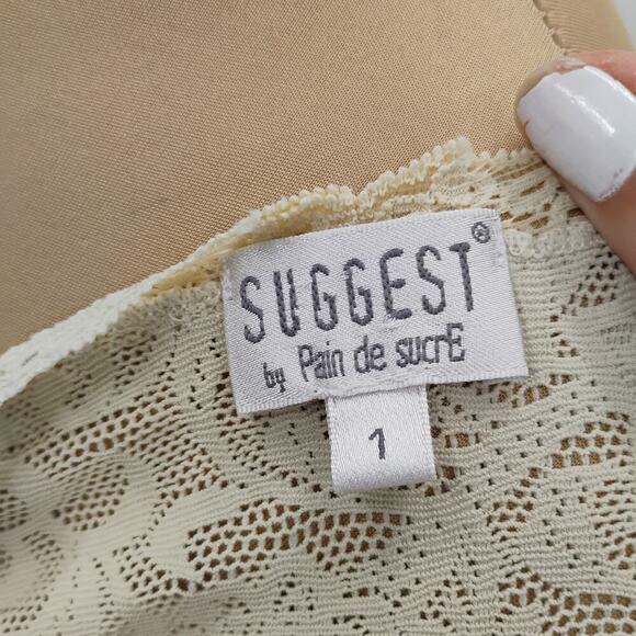 Suggest by Pain De Sucre Sz 1 Small Eggshell White Sheer Lace Nightie Chemise - Picture 12 of 13